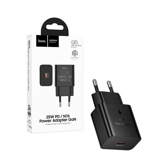 Adaptador Hoco N76 Star de Porta Única PD25W Type-C Preto